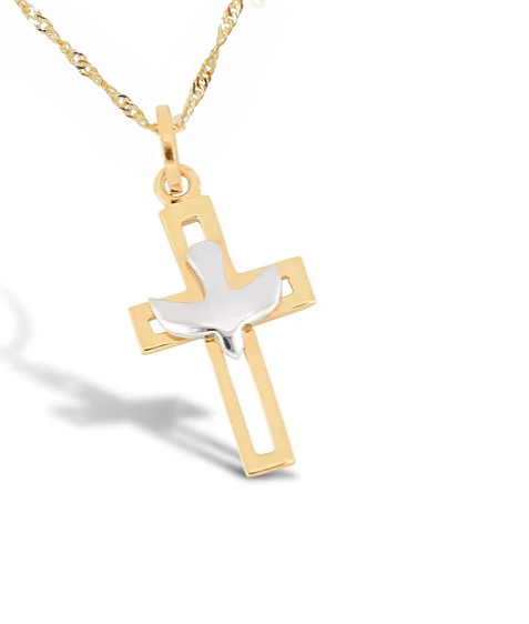 Amor Eterno - Dije Y Cadena Espíritu Santo / Oro Sólido 10k