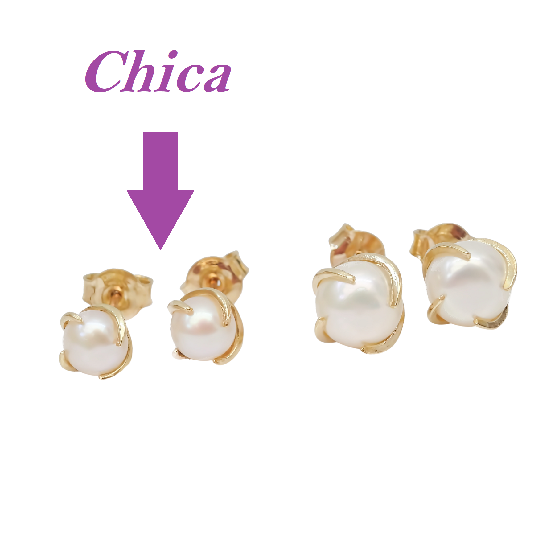 Amor Eterno - Perla Espiral Ch Aretes Con Mariposa Oro 10k