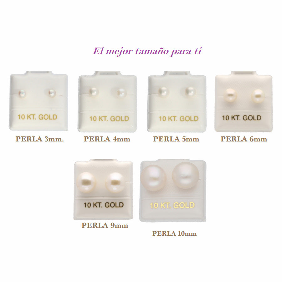 Amor Eterno - Broqueles Elegantes / Perla 9mm Aretes Oro 10k