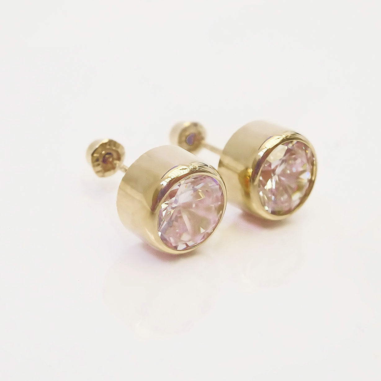 Amor Eterno - Broqueles Tambor 6mm / Aretes / Oro 10k / Amarillo