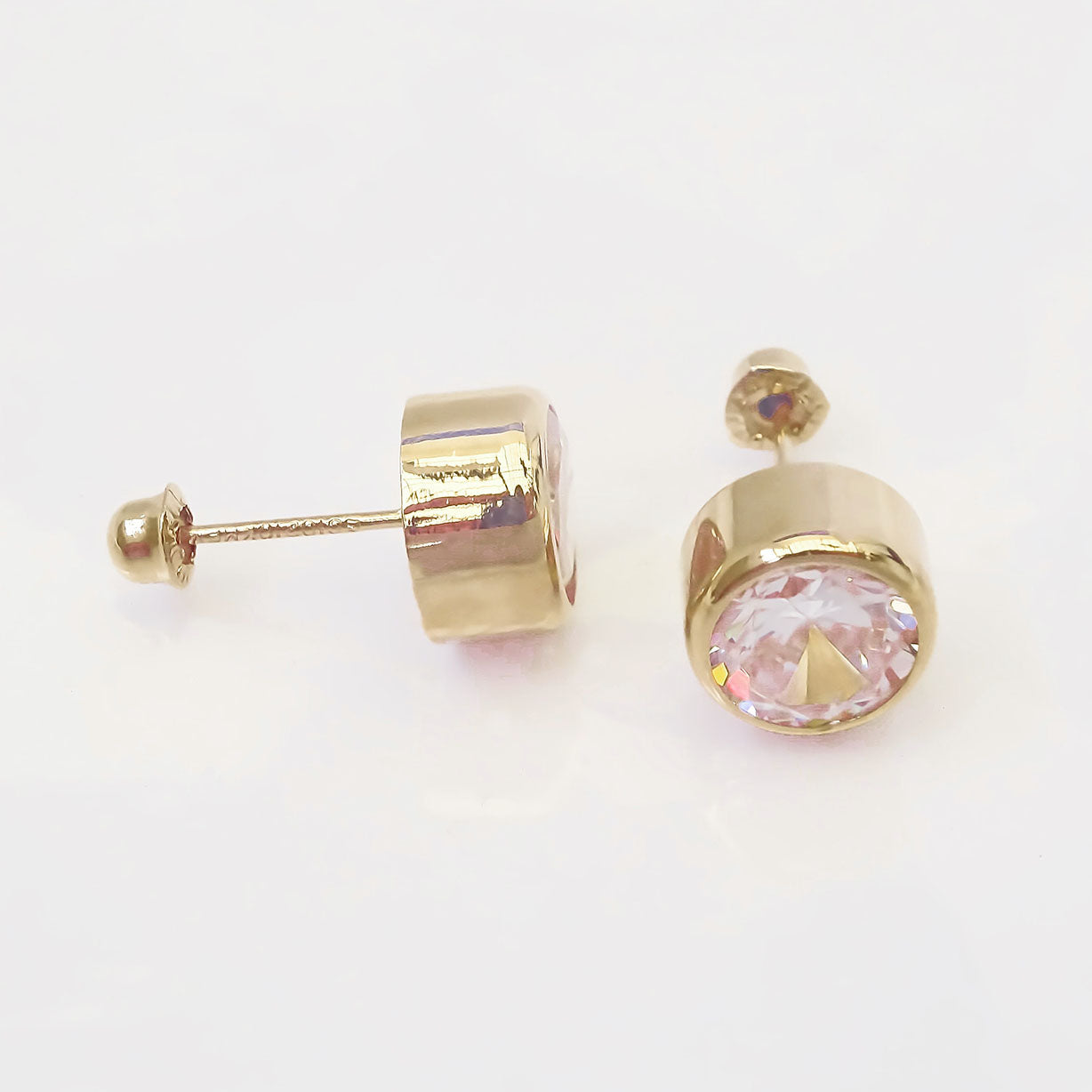 Amor Eterno - Broqueles Tambor 6mm / Aretes / Oro 10k / Amarillo