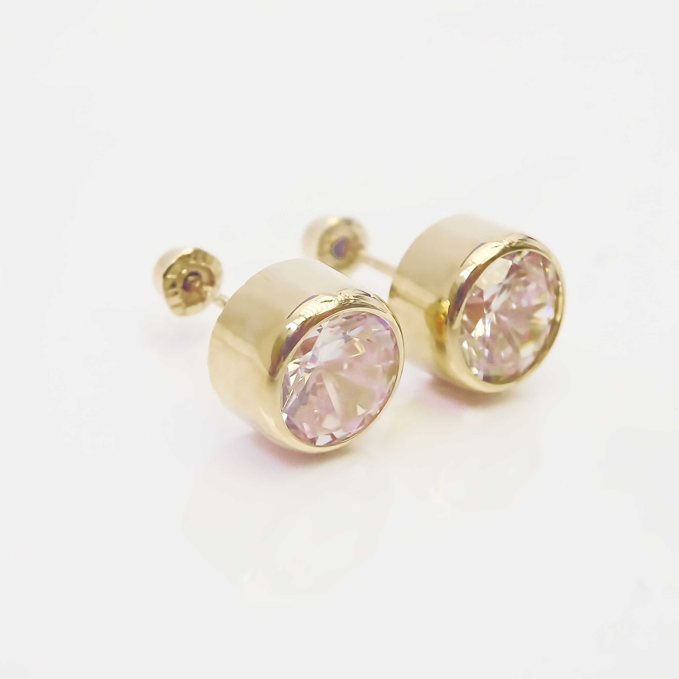 Amor Eterno - Broqueles Tambor 6mm / Aretes / Oro 10k / Amarillo