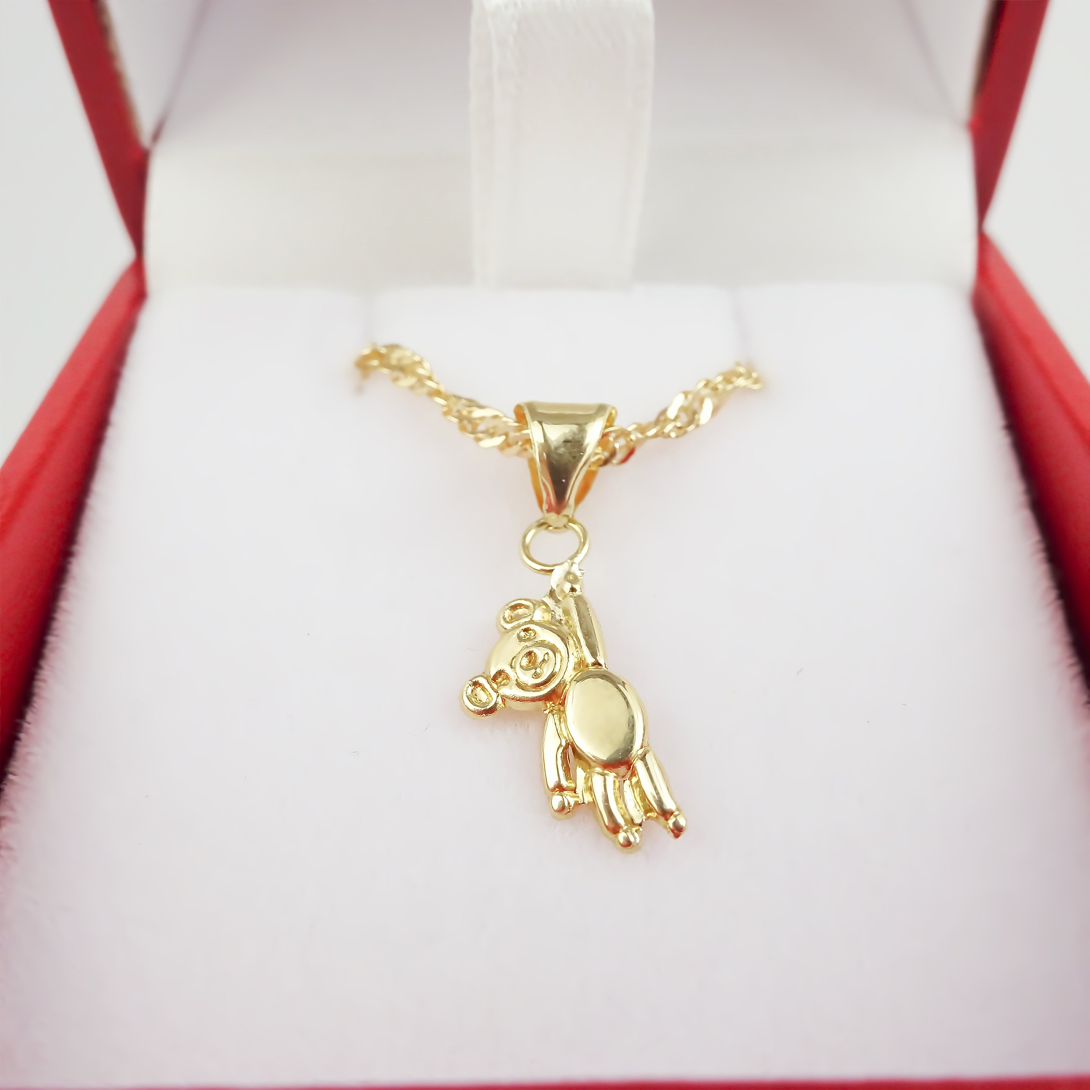 Amor Eterno - Dije Teddy / Oro Sólido 10k + Cadena De Regalo