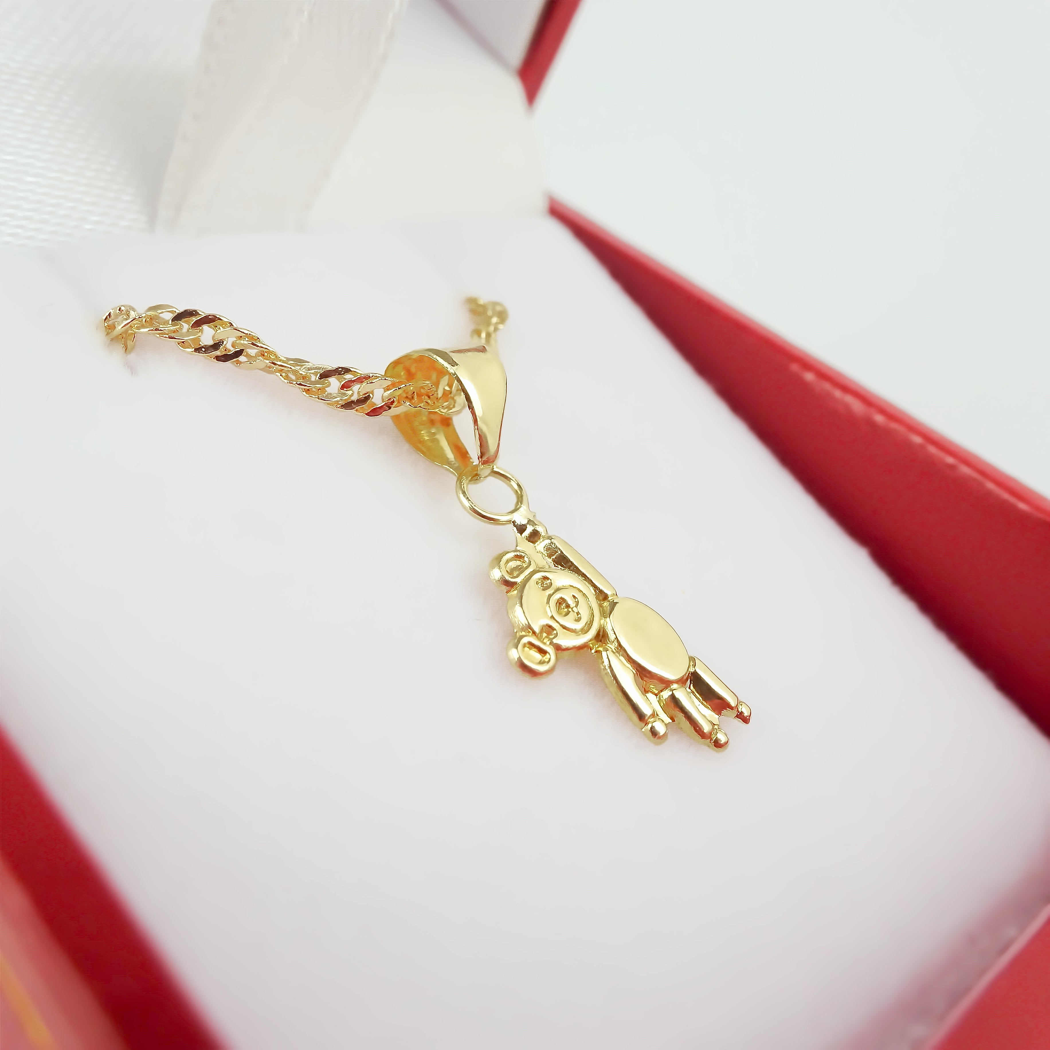 Amor Eterno - Dije Teddy / Oro Sólido 10k + Cadena De Regalo