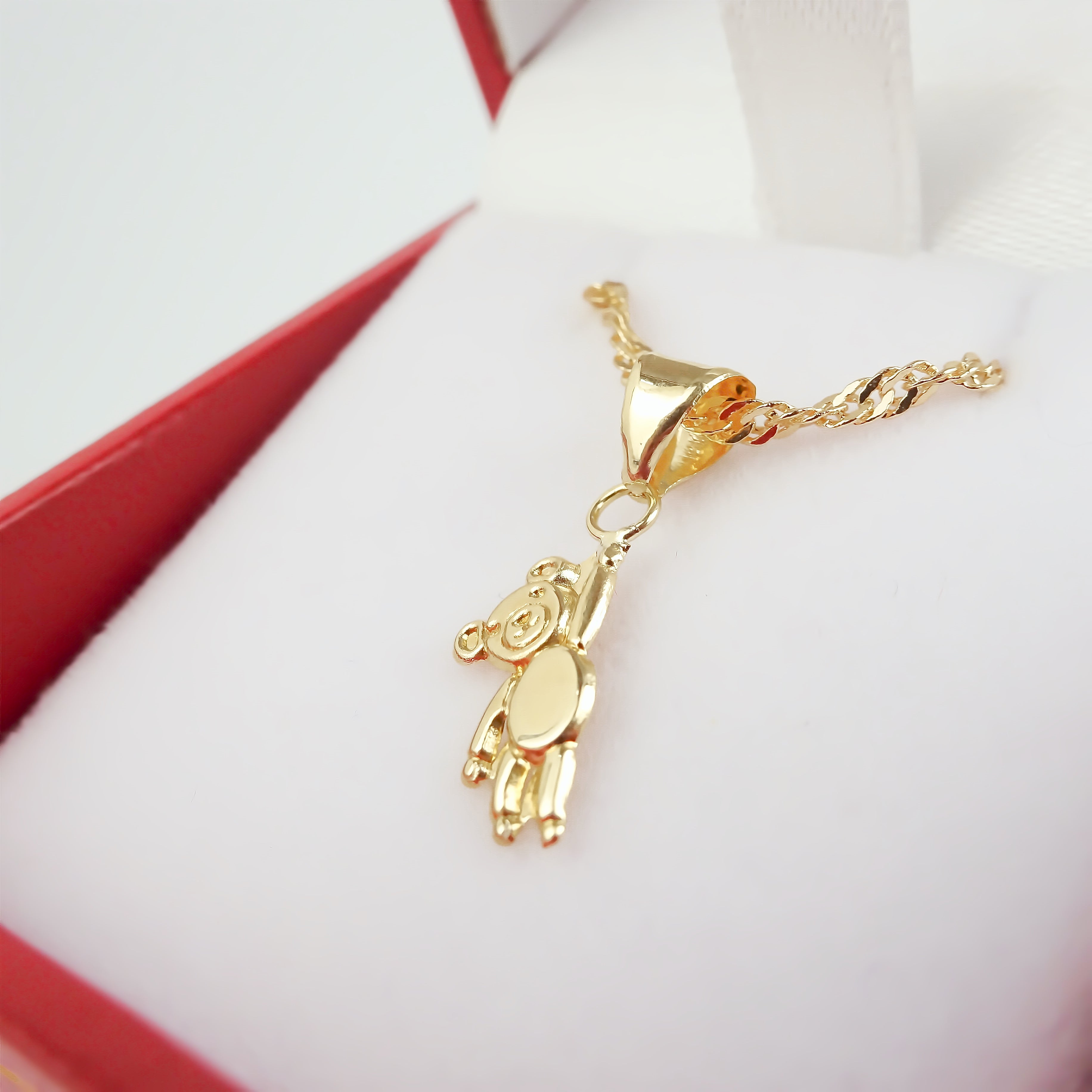 Amor Eterno - Dije Teddy / Oro Sólido 10k + Cadena De Regalo