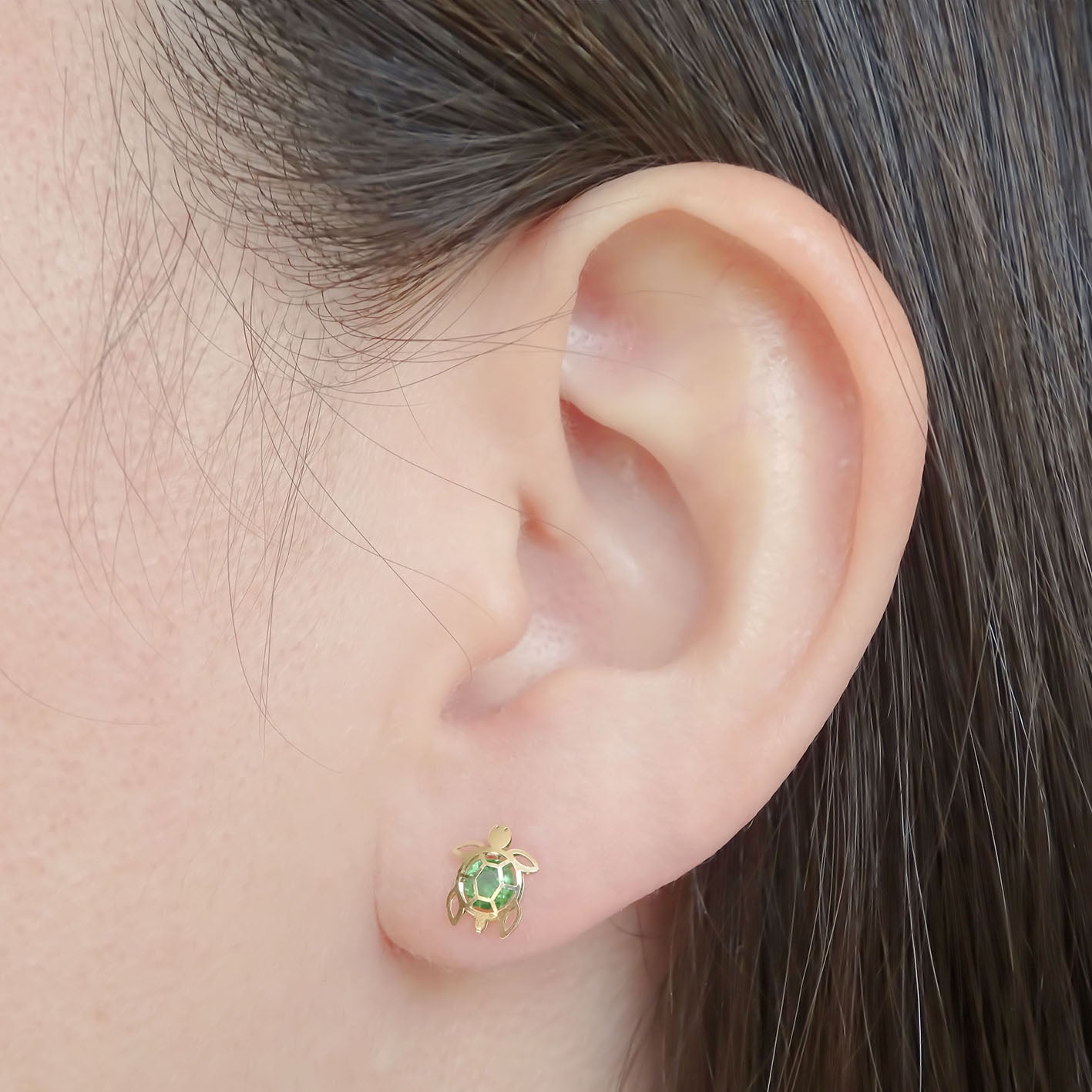 Amor Eterno - Broqueles Tortuga Bebé 3d / Aretes Oro 10k