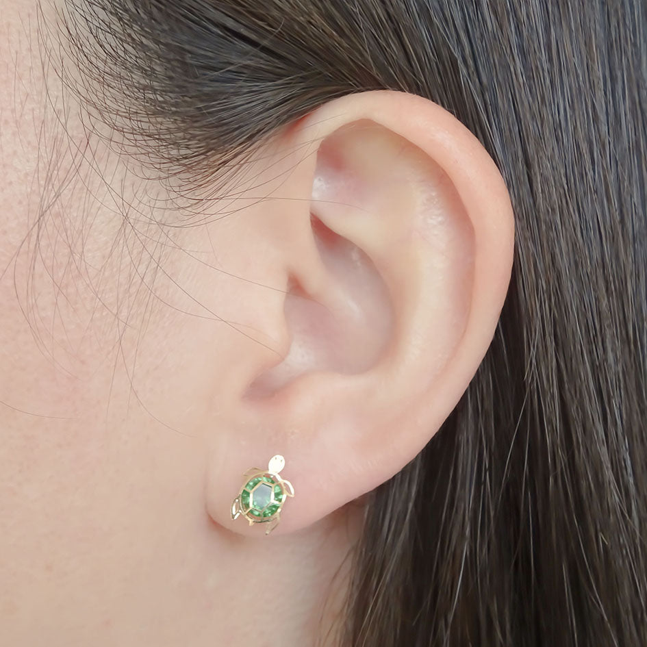 Amor Eterno - Broqueles Tortuga Grande 3d / Aretes Oro 10k