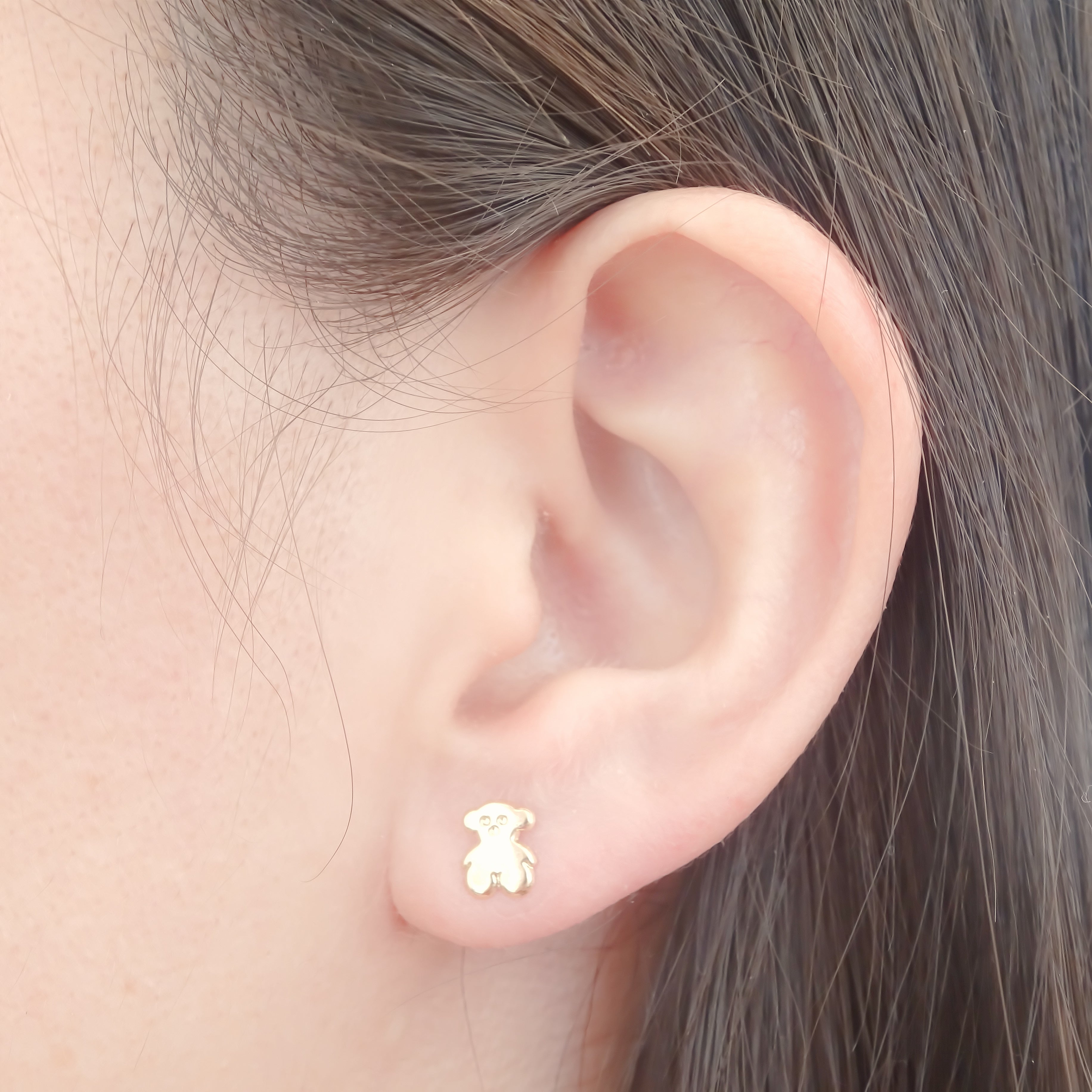 Amor Eterno - Broqueles / Aretes Osito Grande / Oro 10k