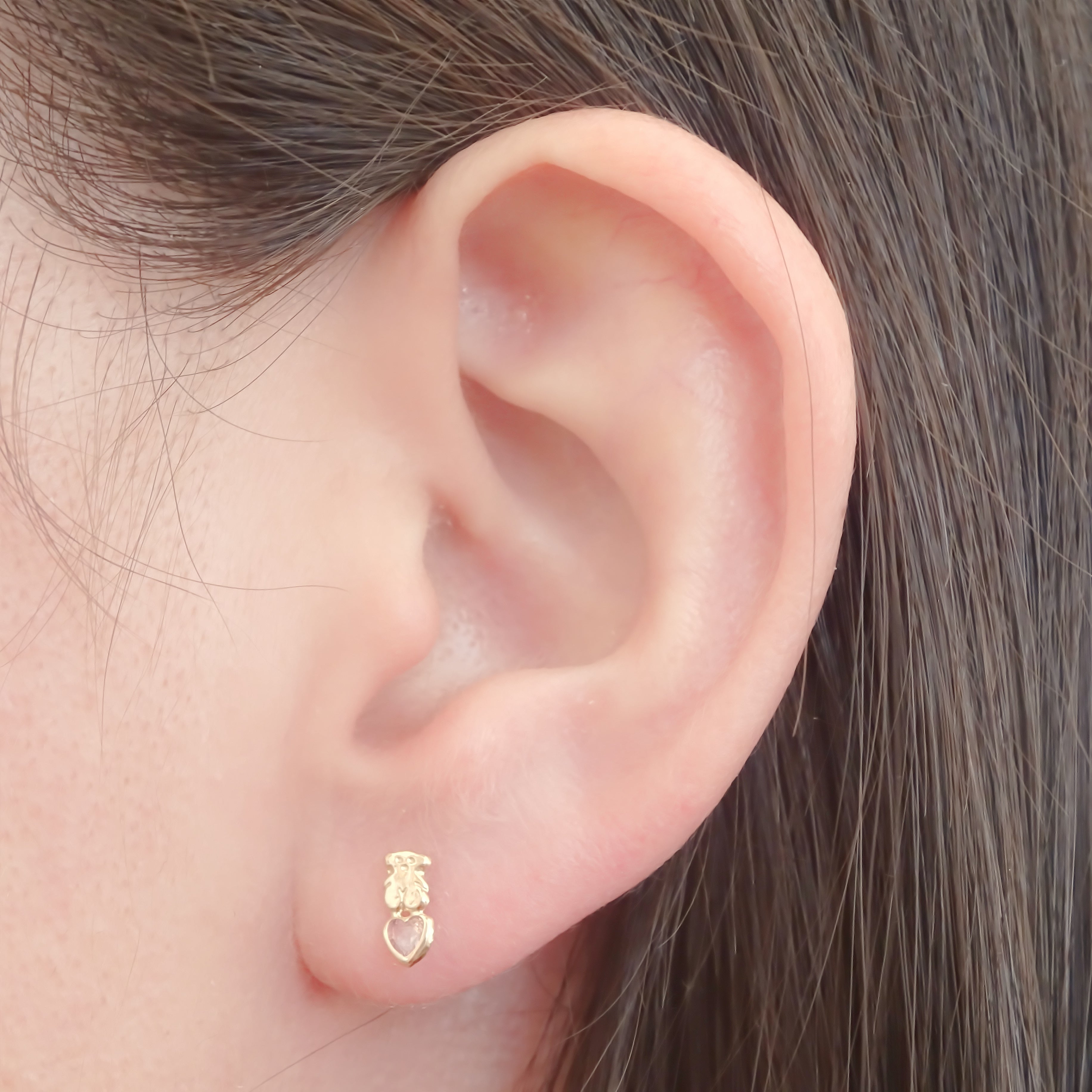 Amor Eterno - Broqueles Aretes / Tous Corazón / Oro 10k / Rosa