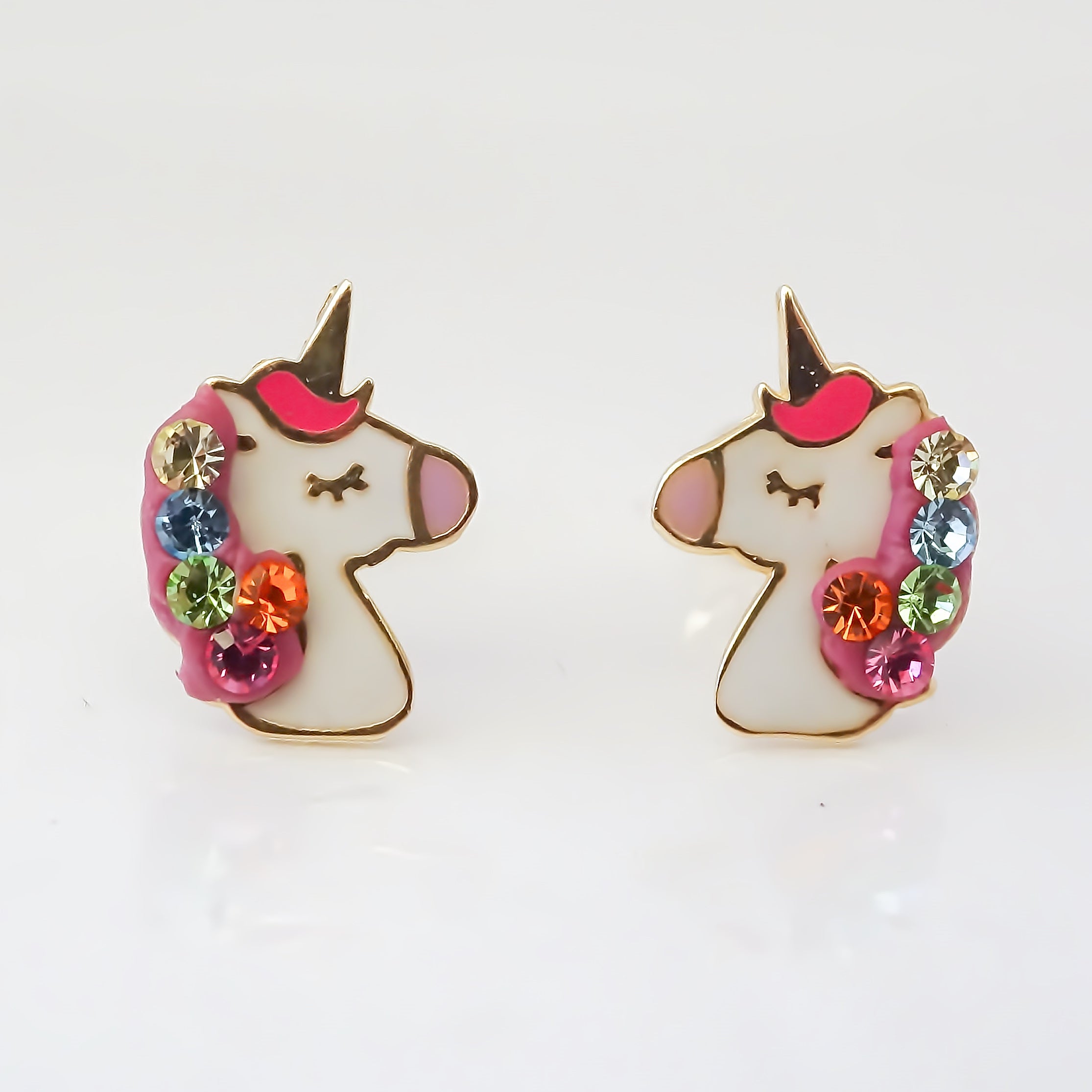 Amor Eterno - Broqueles Unicornio / Aretes / Oro Sólido 10k