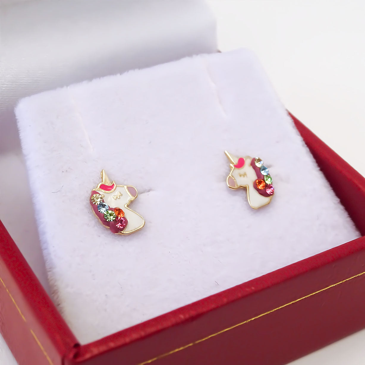 Amor Eterno - Broqueles Unicornio / Aretes / Oro Sólido 10k
