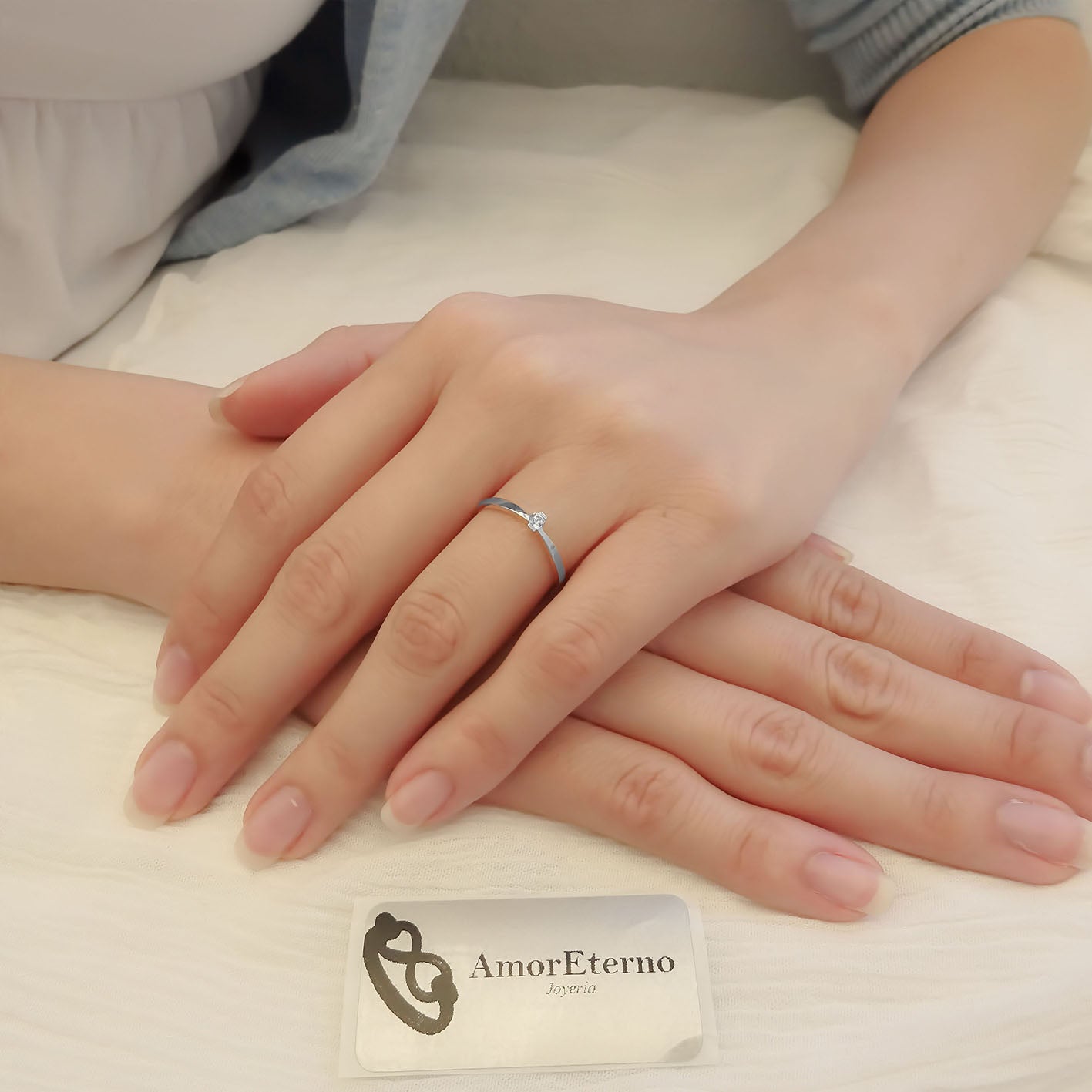 Amor Eterno - Solitario Hermoso / Velmont / Oro 14k Sólido / Blanco