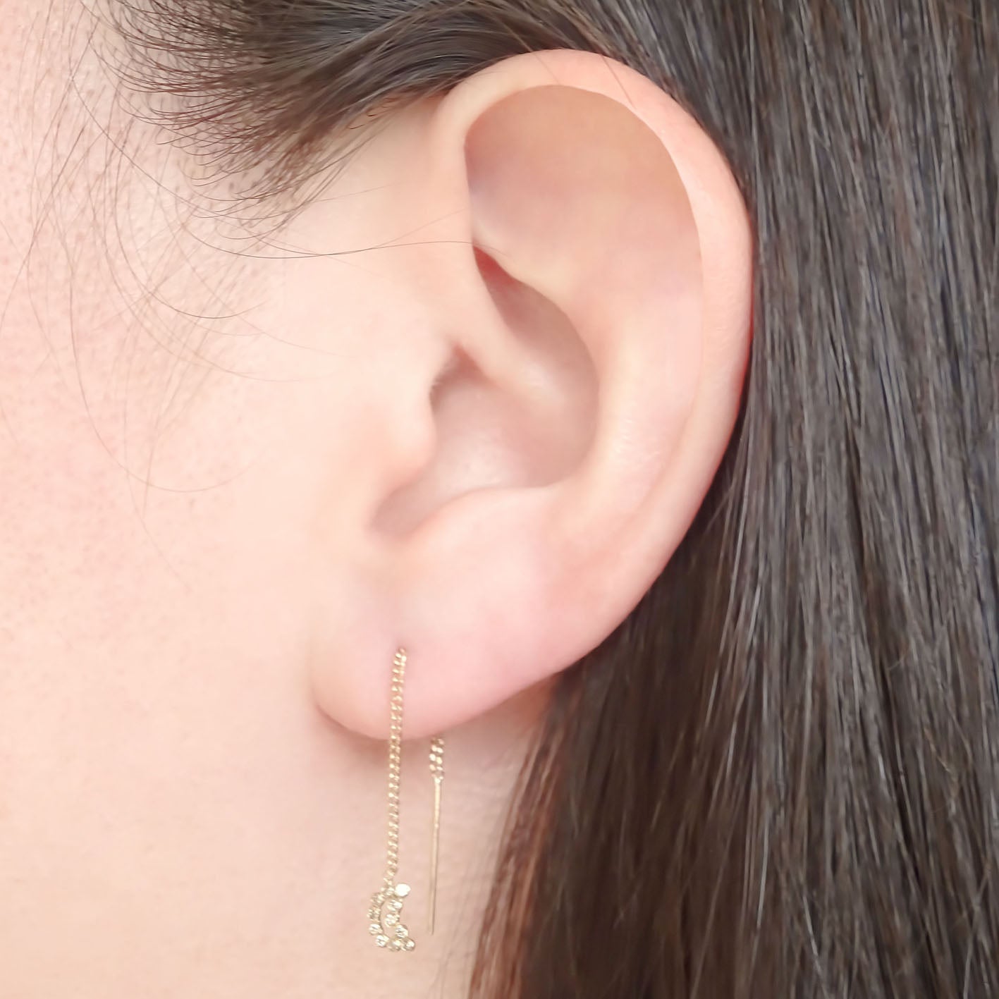 Amor Eterno - Arete Largo Violador Oro 10k / Luna