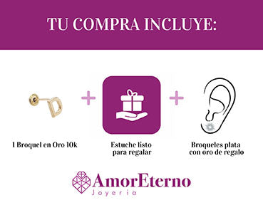Amor Eterno - Broqueles Una Inicial Letra / Aretes / Oro 10k / D