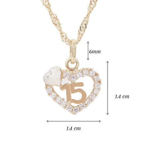 Amor Eterno - XV Años / Dije +cadena de regalo / Corazón Oro 10k Solido