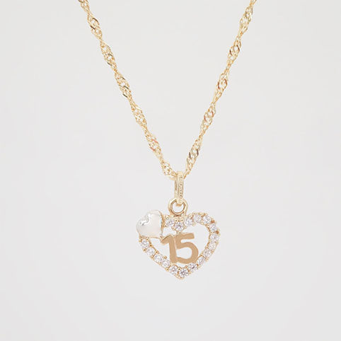 Amor Eterno - XV Años / Dije +cadena de regalo / Corazón Oro 10k Solido
