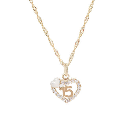 Amor Eterno - XV Años / Dije +cadena de regalo / Corazón Oro 10k Solido