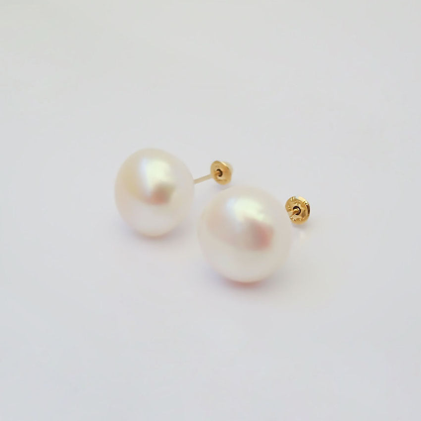 Amor Eterno - Broqueles Elegantes / Perla 9mm Aretes Oro 10k
