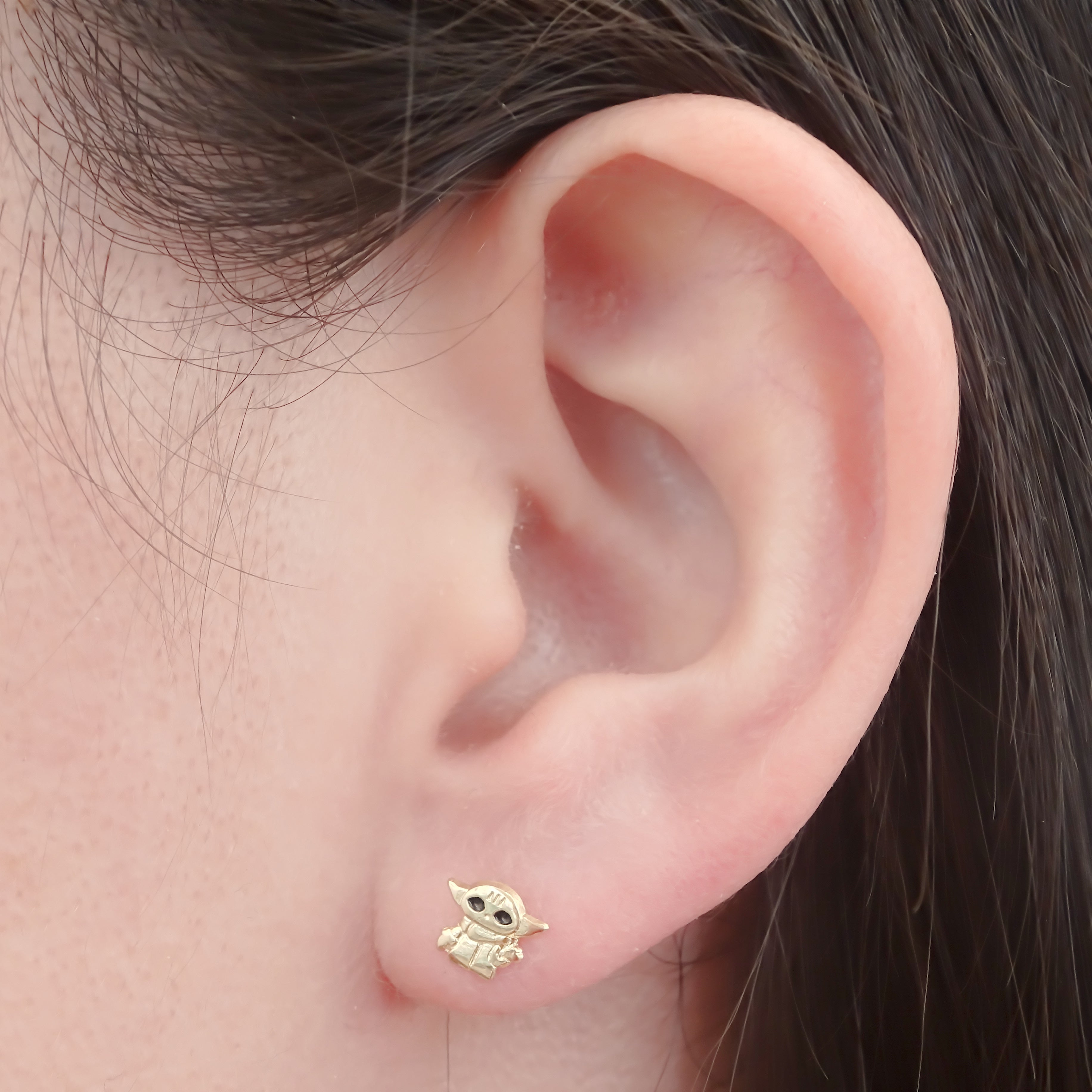 Amor Eterno - Broqueles Aretes Star Wars Yoda Bebé / Oro 10k
