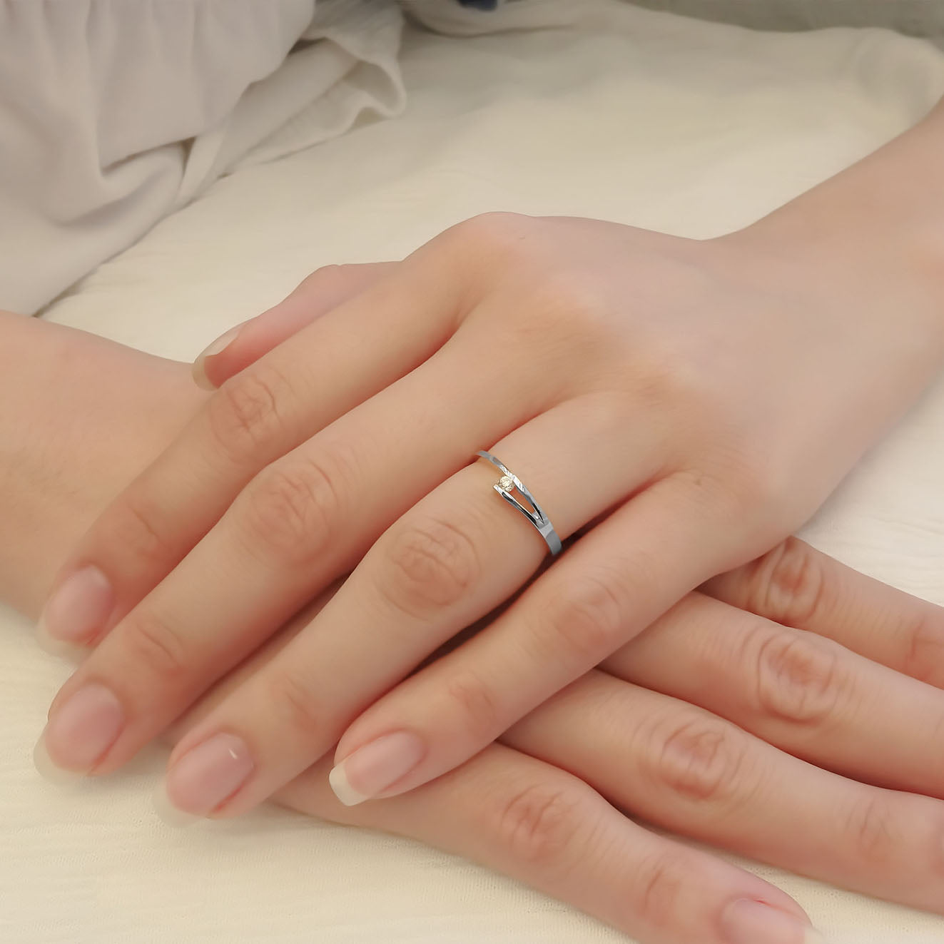 Amor Eterno - Solitario Hermoso / Zauber / Oro 14k Sólido / Blanco