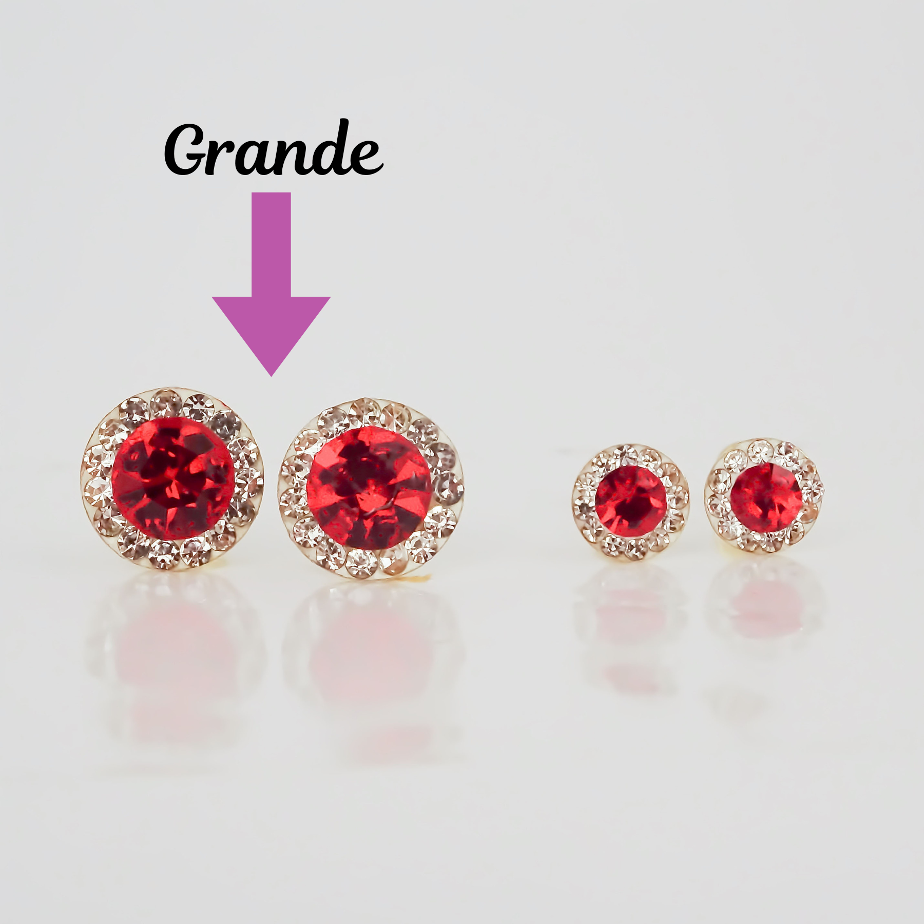 Amor Eterno - Broqueles Círculo Rojo Grande 8mm / Oro 10k