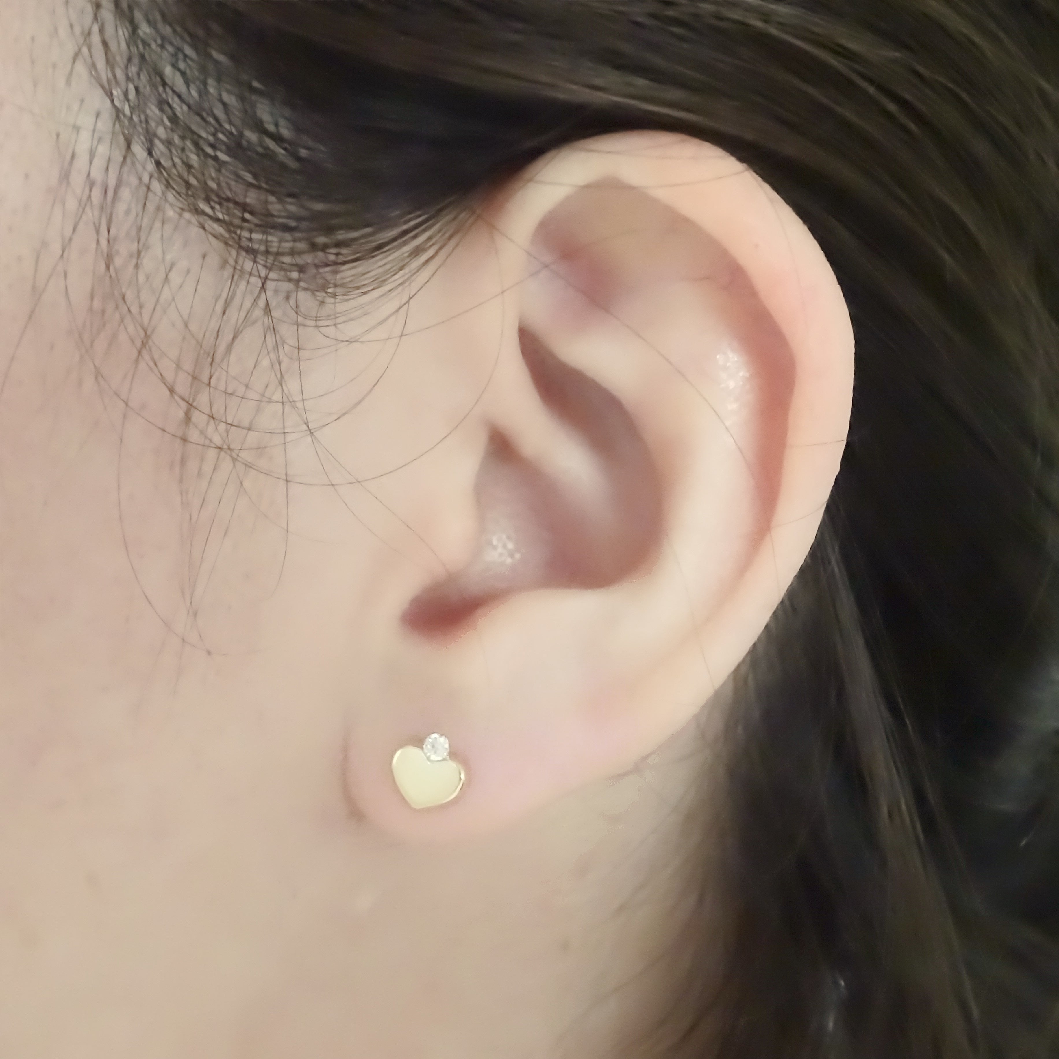 Amor Eterno - Broqueles / Corazón Diamante / Aretes Oro 10k