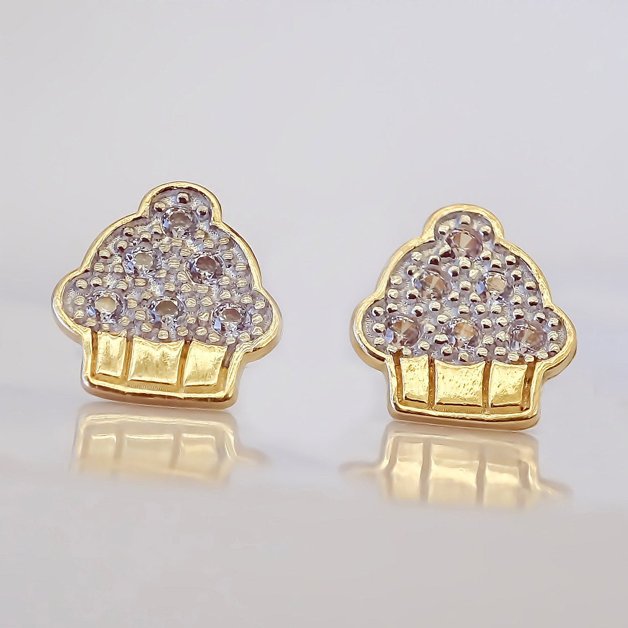 Amor Eterno - Broqueles Cupcake / Aretes / Oro Sólido 10k