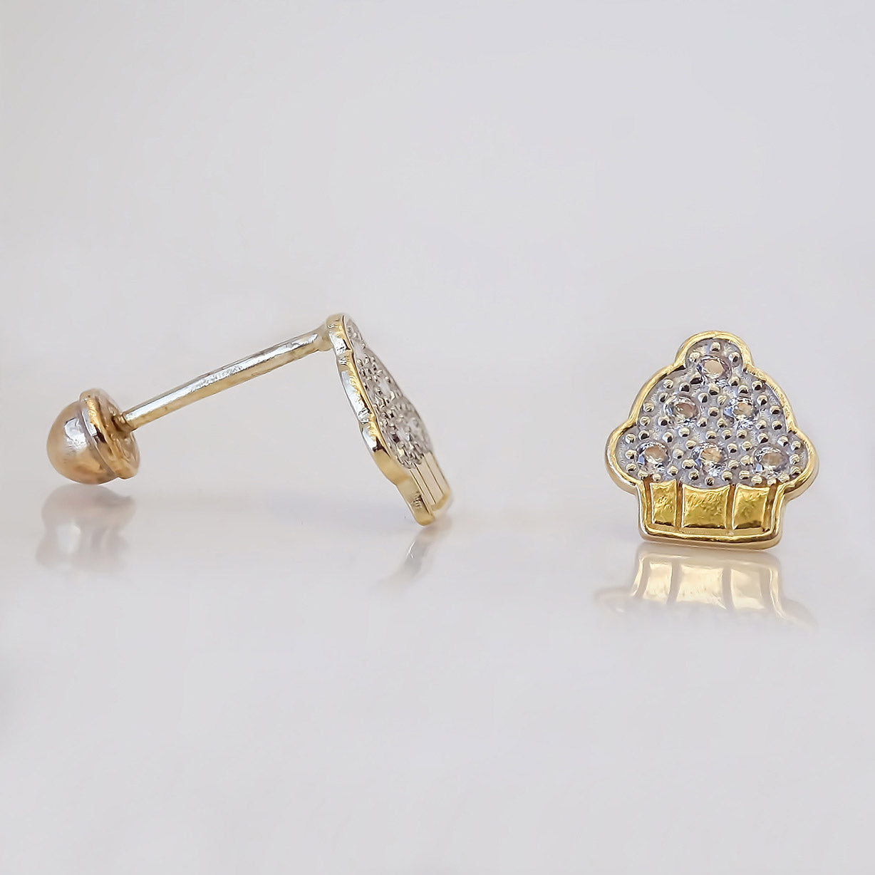 Amor Eterno - Broqueles Cupcake / Aretes / Oro Sólido 10k