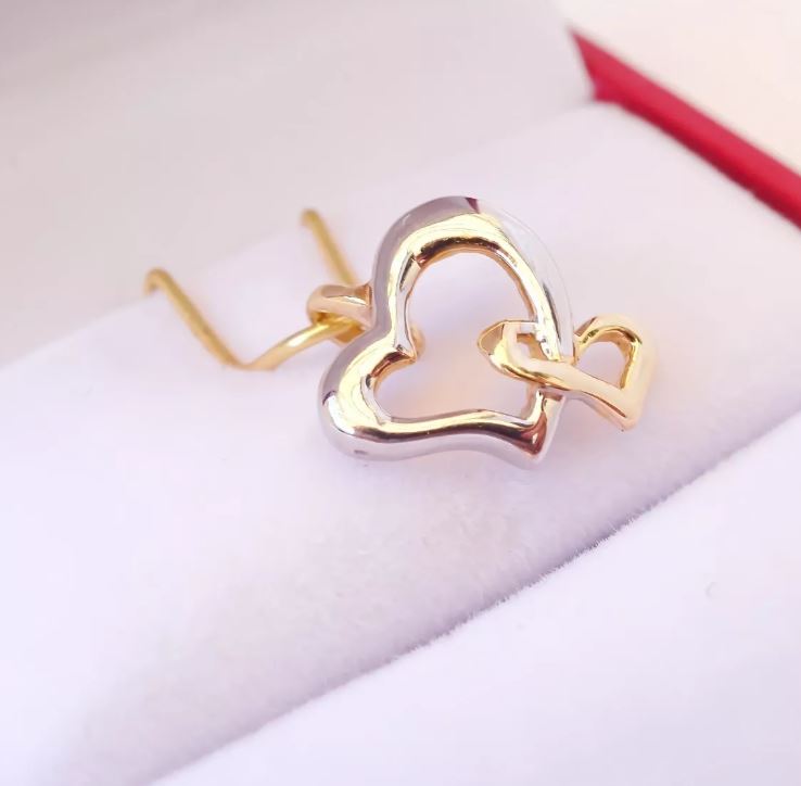 Amor Eterno - Dije Doble Corazón / Oro 10k Solido