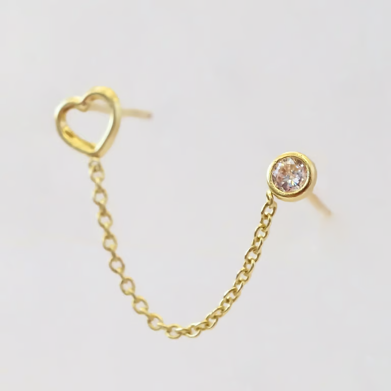 Amor Eterno - Corazón Silueta / Doble Perforación / Oro 10k