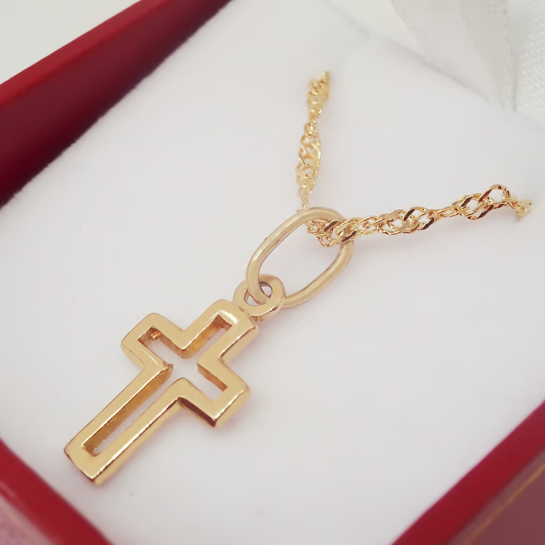 Amor Eterno - Dije Mini Cruz De Cristo En Oro 10k Solido