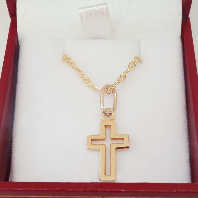 Amor Eterno - Dije Mini Cruz De Cristo En Oro 10k Solido