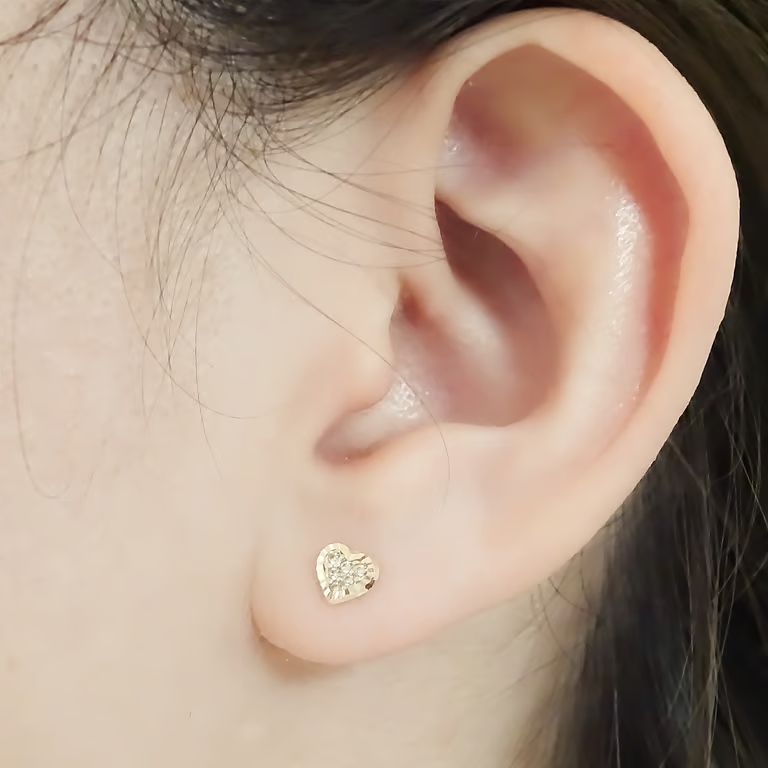 Amor Eterno - Broqueles Corazón / Aretes / Oro Sólido 10k