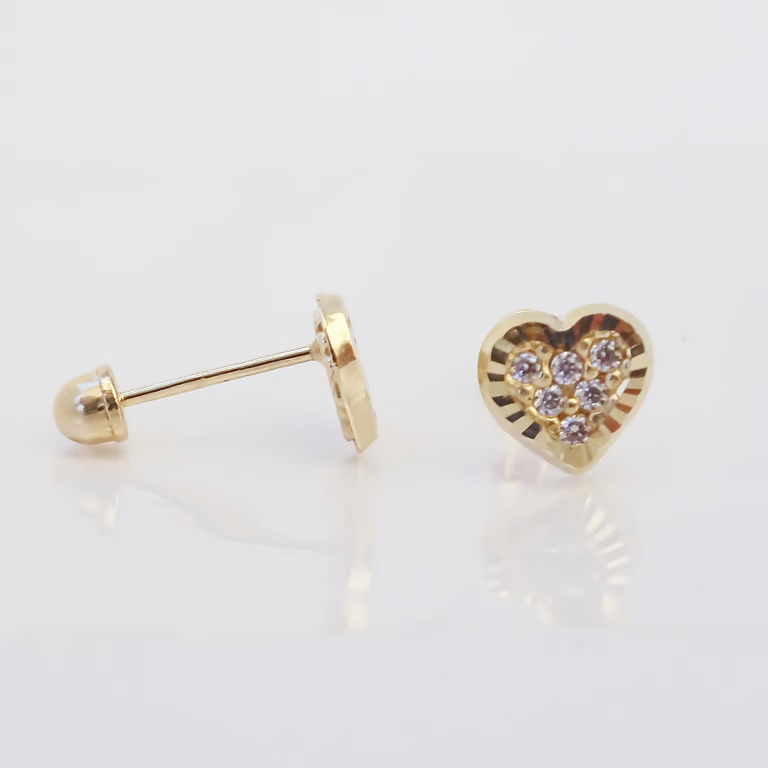 Amor Eterno - Broqueles Corazón / Aretes / Oro Sólido 10k