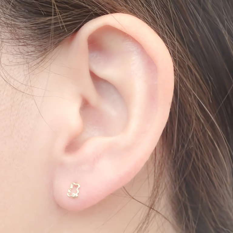 Amor Eterno - Broqueles Siluet Osito Destello Aretes Oro 10k