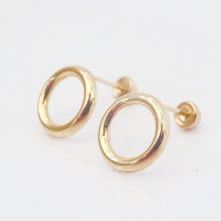 Amor Eterno - Broqueles / Circulo Elegante Silueta / Oro 10k