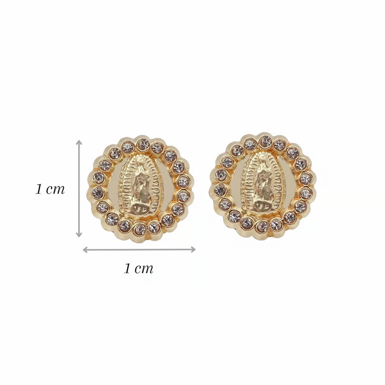 Amor Eterno - Broqueles Aretes Virgen Guadalupe 18p Oro 10k