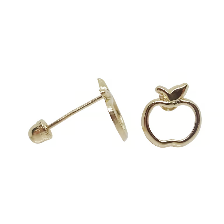 Amor Eterno - Broqueles Manzana Silueta / Aretes Oro 10k