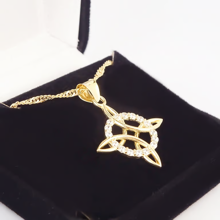 Amor Eterno - Dije Nudo De Bruja G / Oro Sólido 10k + Cadena