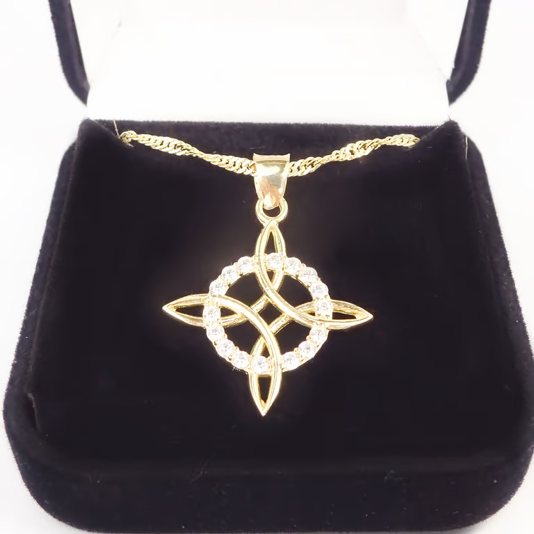 Amor Eterno - Dije Nudo De Bruja G / Oro Sólido 10k + Cadena