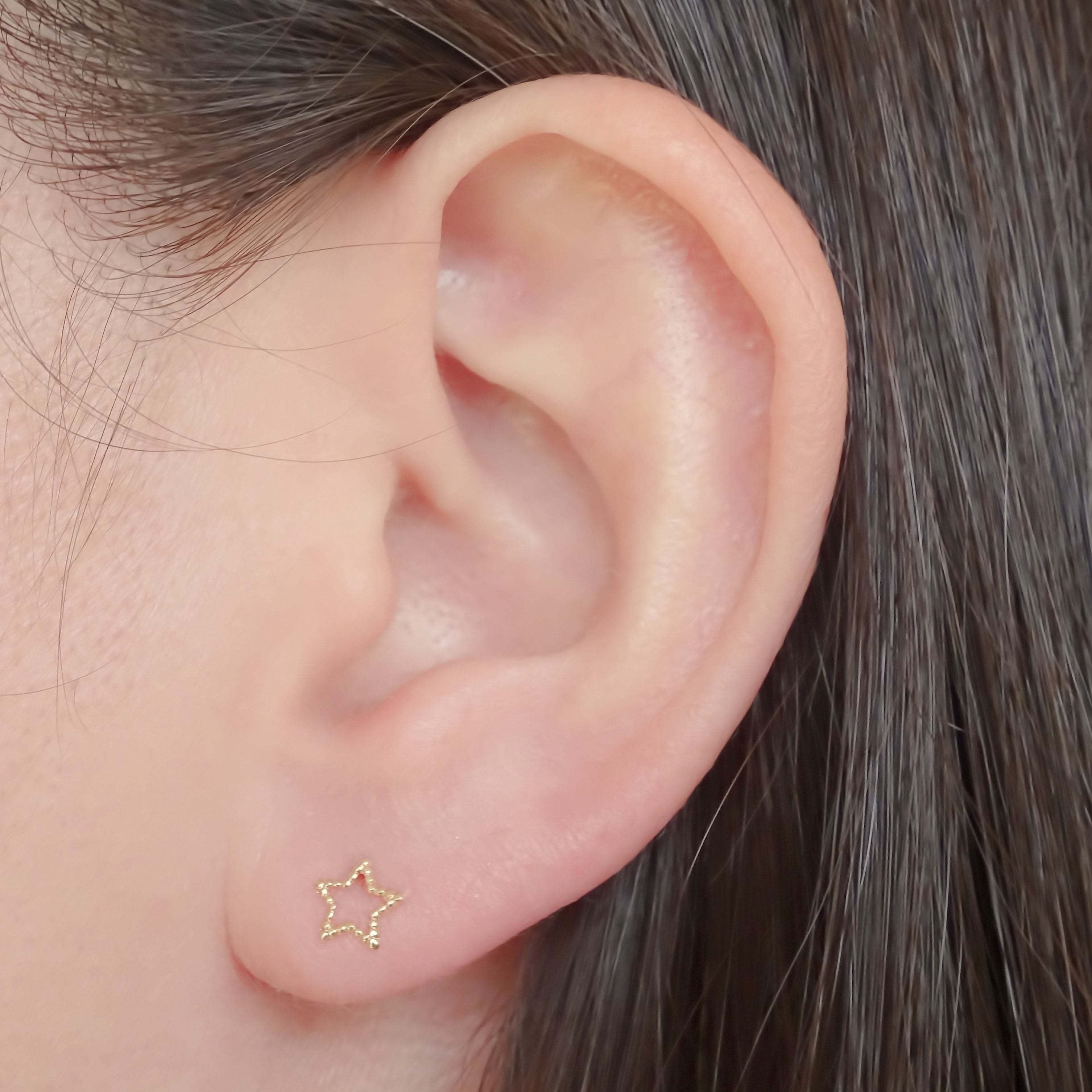 Amor Eterno - Broqueles Merengue Aretes / Oro 10k / Estrella