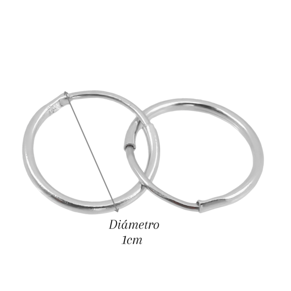 Amor Eterno - Arracadas / Piercing 1cm / Aretes / Oro 14k / Blanco - Imagen 2