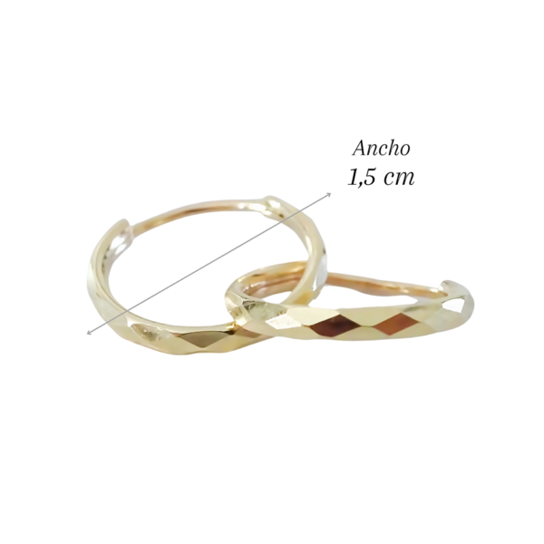 Amor Eterno - Arracadas / Facetado 1.5cm Oro 10k - Imagen 2