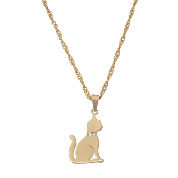 Amor Eterno - Dije Gato Oro 14k Solido + Cadena Regalo