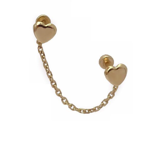 Amor Eterno - Broquel Aretes Cadena Corazón - Corazón Oro 10k