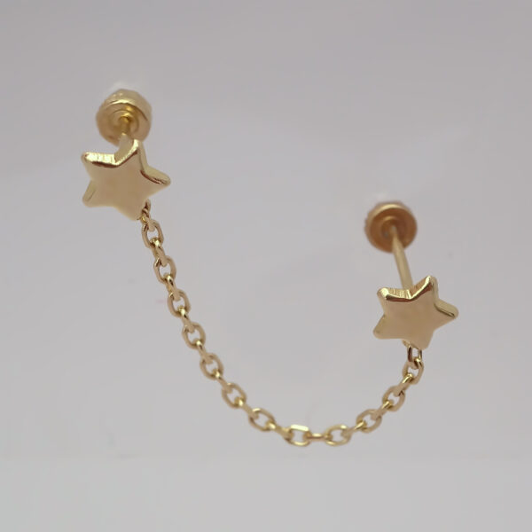 Amor Eterno - Broquel Aretes Cadena Estrella - Estrella Oro 10k - Imagen 5