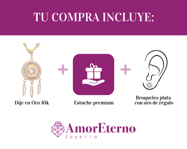 Amor Eterno - Dije Atrapasueños / Oro 14k + Cadena Regalo - Imagen 9