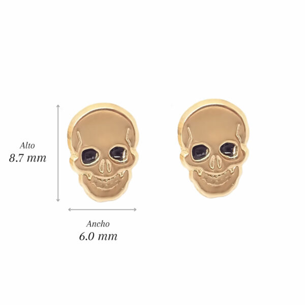 Amor Eterno - Broqueles Cráneo Calavera / Aretes / Oro 10k - Imagen 2