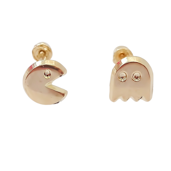 Amor Eterno - Broqueles Par Pacman Fantasma Aretes / Oro 10k