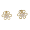 Amor Eterno- Broqueles Flor Diamante Facetada Aretes Oro 10k